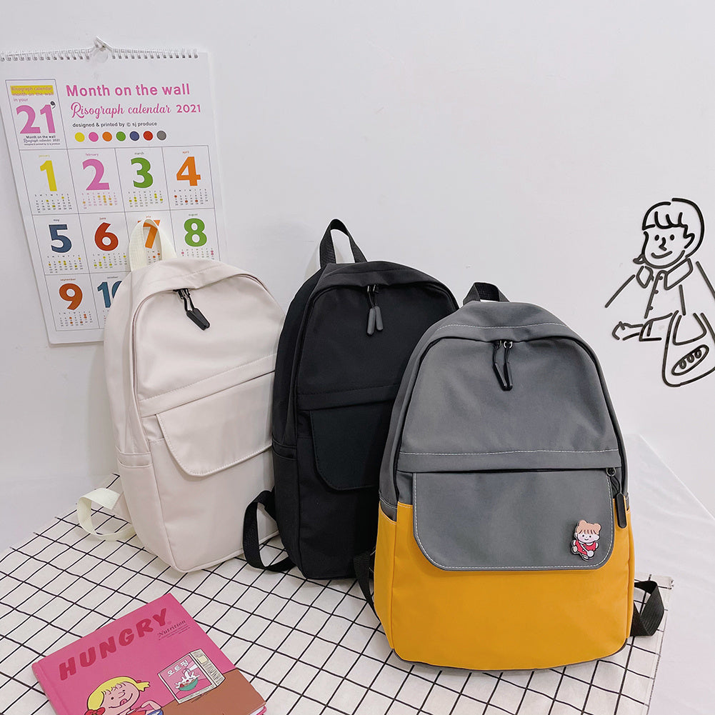 Nylon Zipper Backpacks Women Pure Color Students School Bags